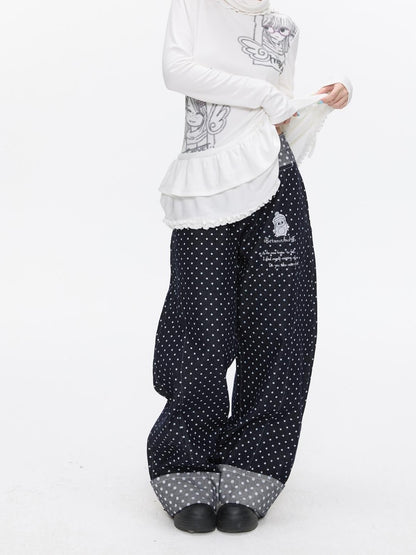 BETWEENAND Machine Embroidered Penguin Polka Dot Women&