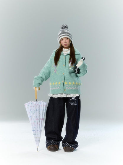 BETWEENAND Machine Embroidered Penguin Polka Dot Women&
