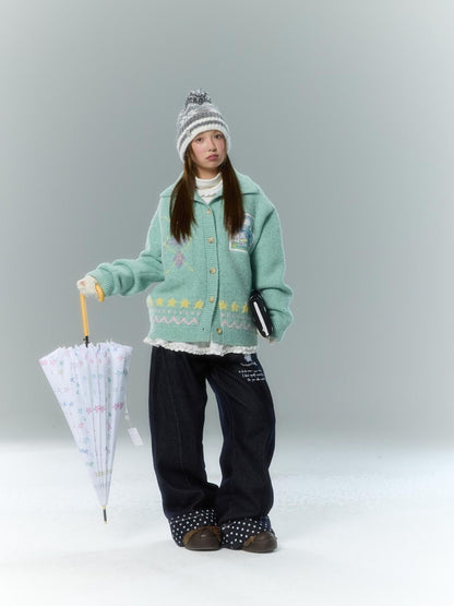 BETWEENAND Machine Embroidered Penguin Polka Dot Women&