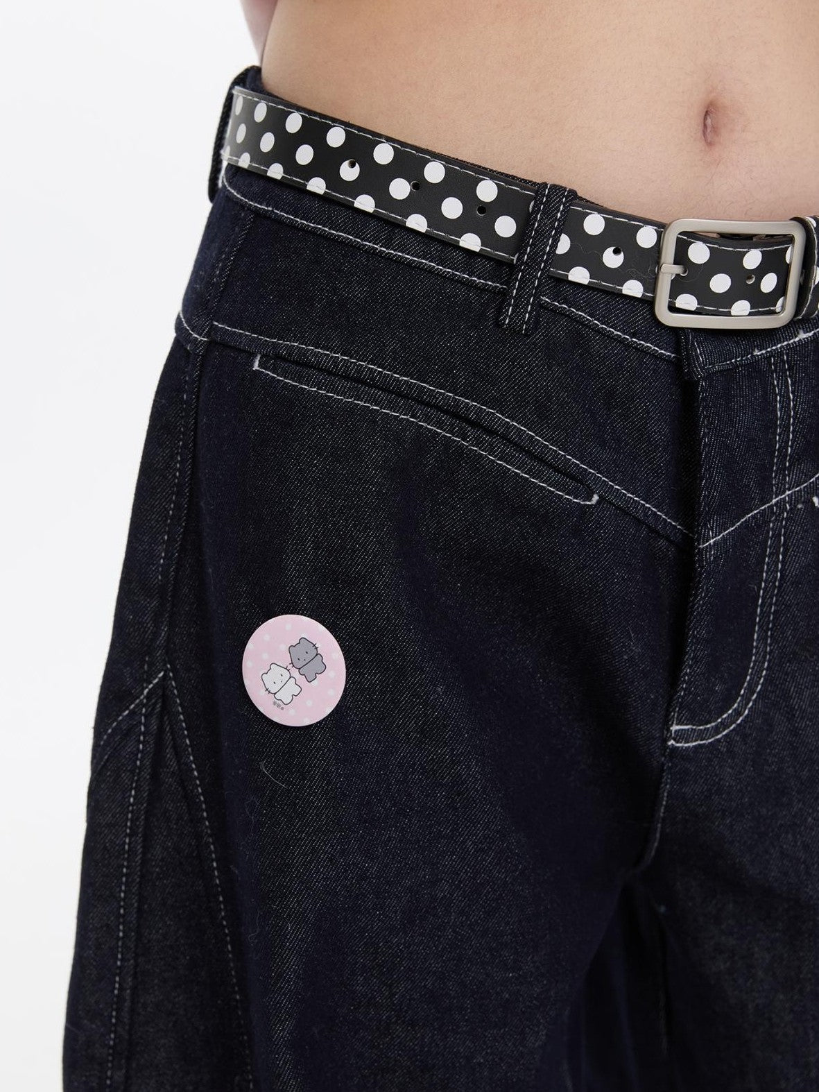 BETWEENAND Machine Embroidered Penguin Polka Dot Women&