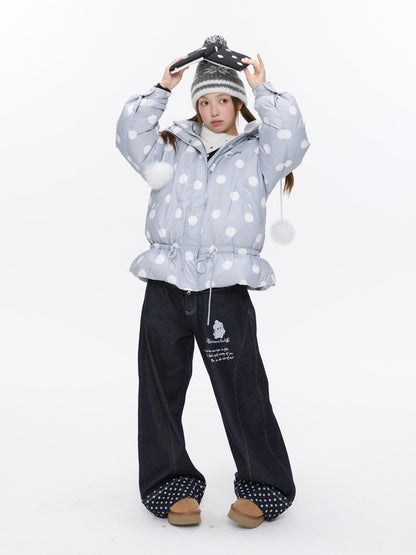 BETWEENAND Machine Embroidered Penguin Polka Dot Women&