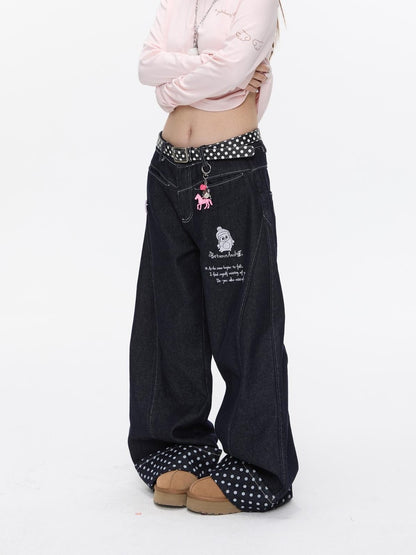BETWEENAND Machine Embroidered Penguin Polka Dot Women&