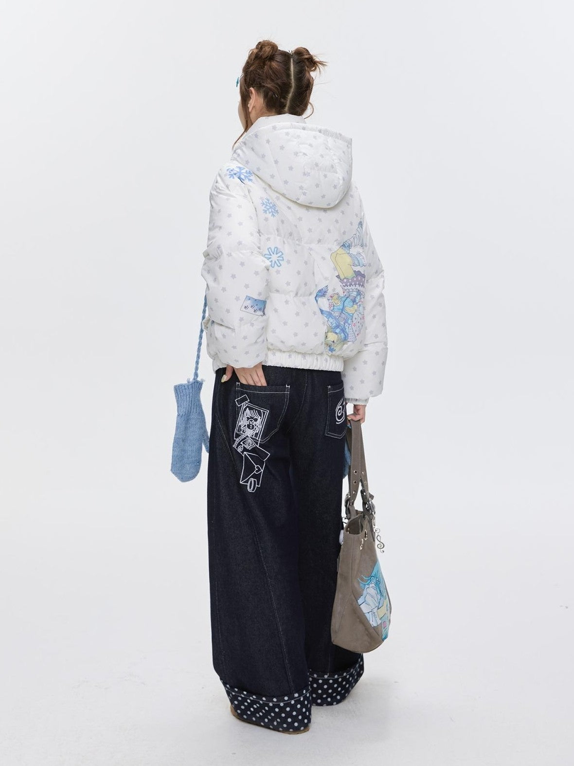 BETWEENAND Machine Embroidered Penguin Polka Dot Women&