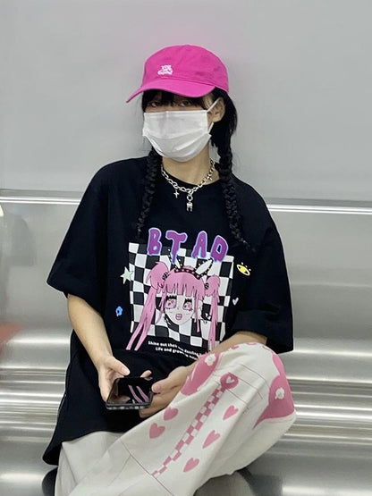 BETWEENAND Millennial Pink All Over Graffiti Print Women&