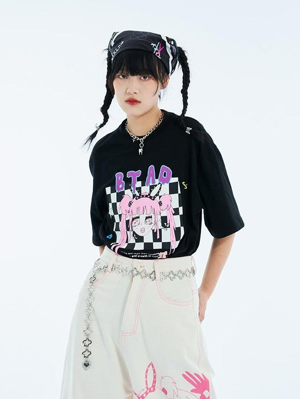 BETWEENAND Millennial Pink All Over Graffiti Print Women&