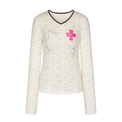 BETWEENAND_Mint_Allover_Print_V-neck_Loose_Women&