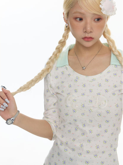 BETWEENAND Mint Green Floral Jacquard Embroidered Women&