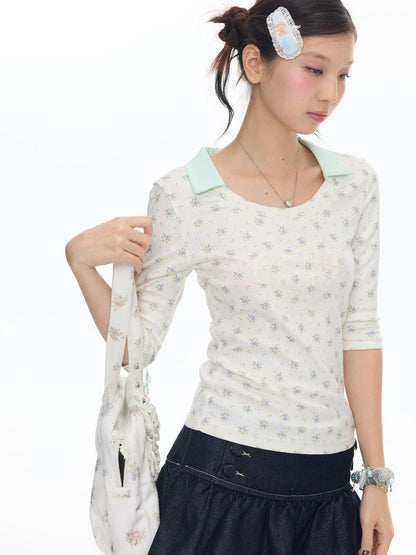 BETWEENAND Mint Green Floral Jacquard Embroidered Women&