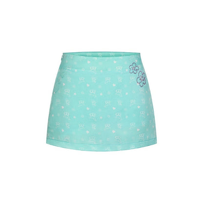 BETWEENAND_Mint_Green_Printed_Slimming_High_Waist_A_Line_Women&
