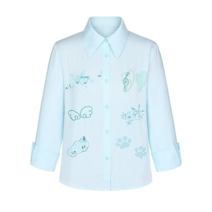 BETWEENAND_Mint_Striped_Rhinestone_Cinched_Waist_Stand_Collar_Women&