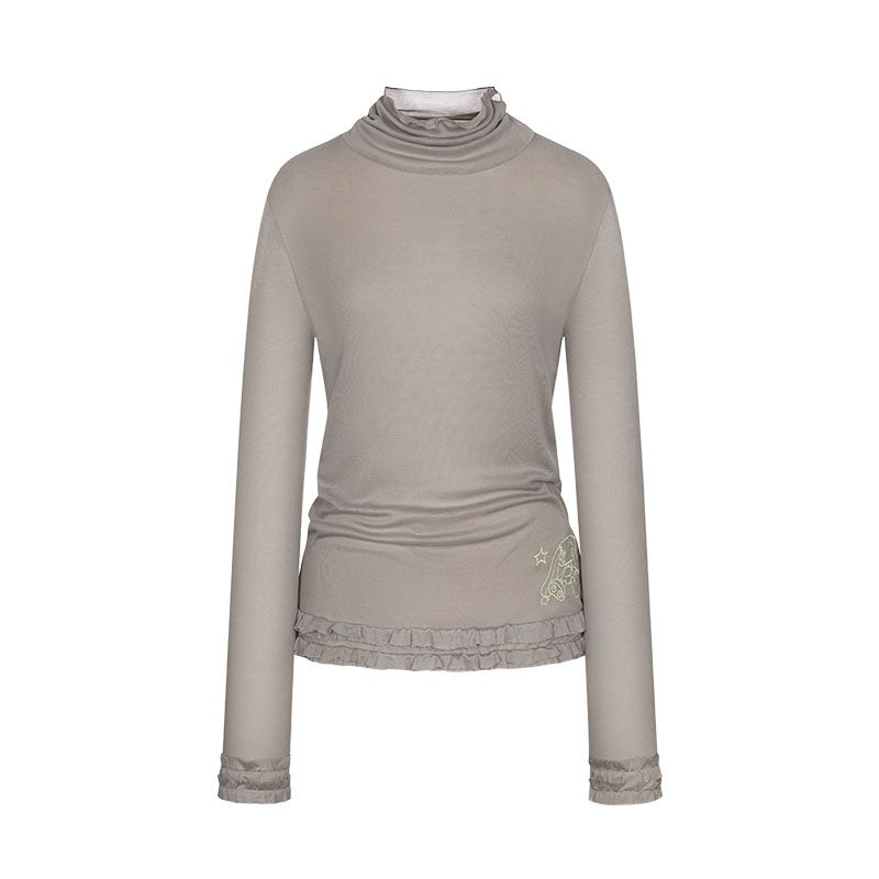 BETWEENAND_Mock_Neck_Rolled_Hem_Semi_Sheer_Layered_Women&