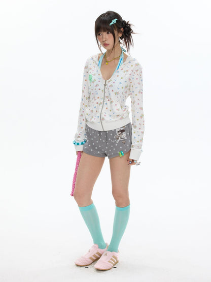 BETWEENAND Multicolor Beach Polka Dot And Leopard Print Slim Women&