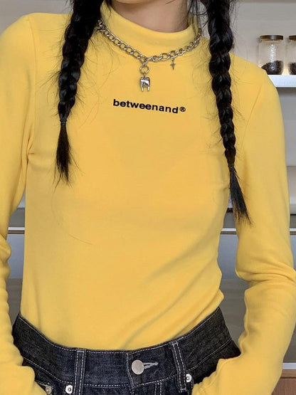 BETWEENAND Multicolor Logo High Neck Fitted Women&