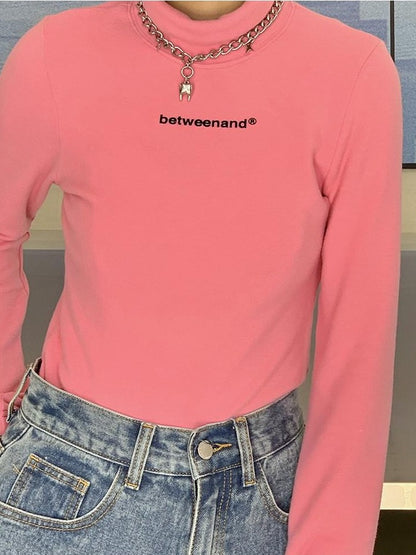 BETWEENAND Multicolor Logo High Neck Fitted Women&