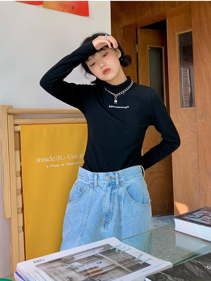 BETWEENAND Multicolor Logo High Neck Fitted Women&