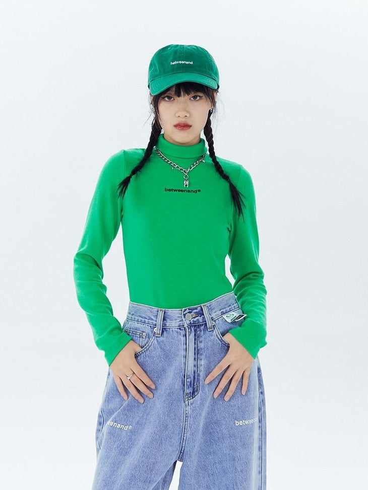BETWEENAND Multicolor Logo High Neck Fitted Women&