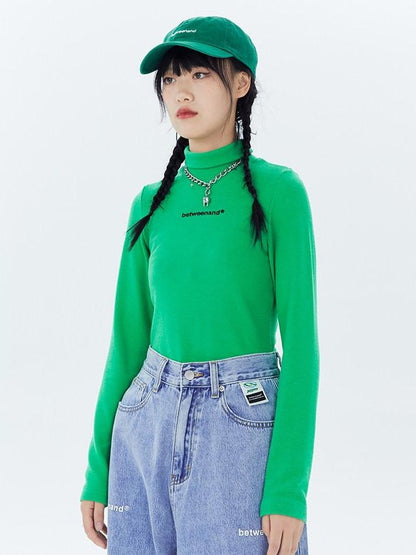 BETWEENAND Multicolor Logo High Neck Fitted Women&