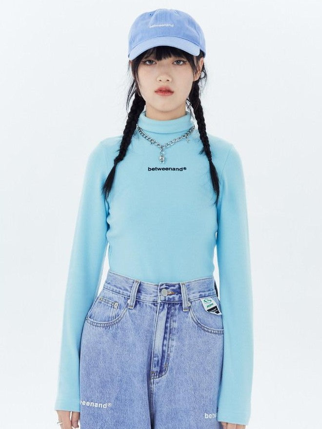 BETWEENAND Multicolor Logo High Neck Fitted Women&