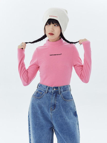 BETWEENAND Multicolor Logo High Neck Fitted Women&