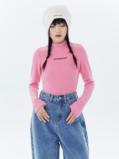 BETWEENAND Multicolor Logo High Neck Fitted Women&
