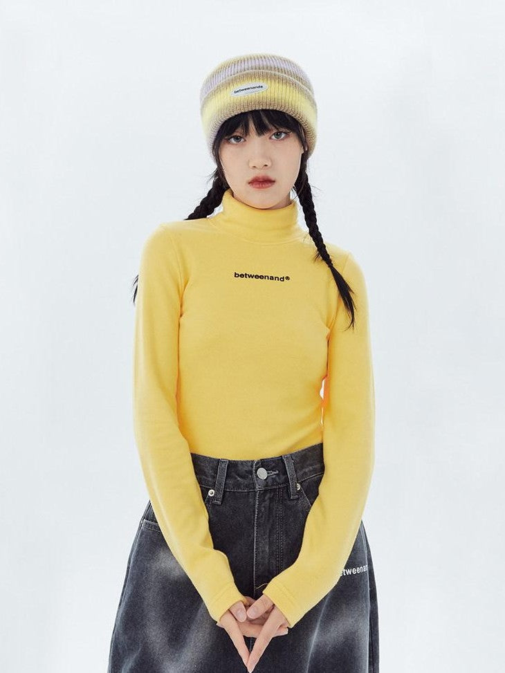 BETWEENAND Multicolor Logo High Neck Fitted Women&