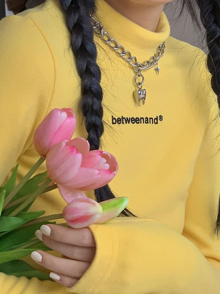 BETWEENAND Multicolor Logo High Neck Fitted Women&