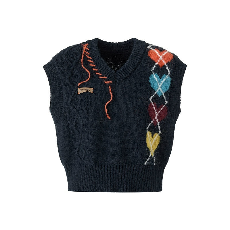 BETWEENAND_Navy_Heart_Argyle_Colorblock_Handstitched_Women&