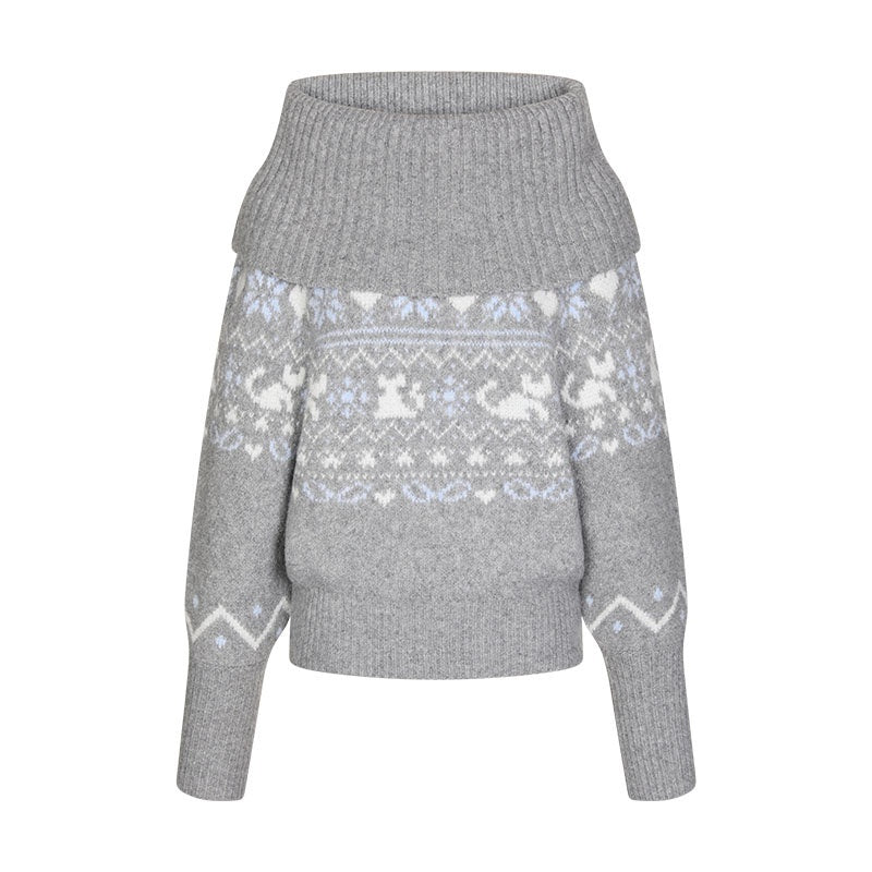 BETWEENAND_Nordic_Jacquard_Turn_Down_Collar_Women&