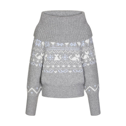 BETWEENAND_Nordic_Jacquard_Turn_Down_Collar_Women&
