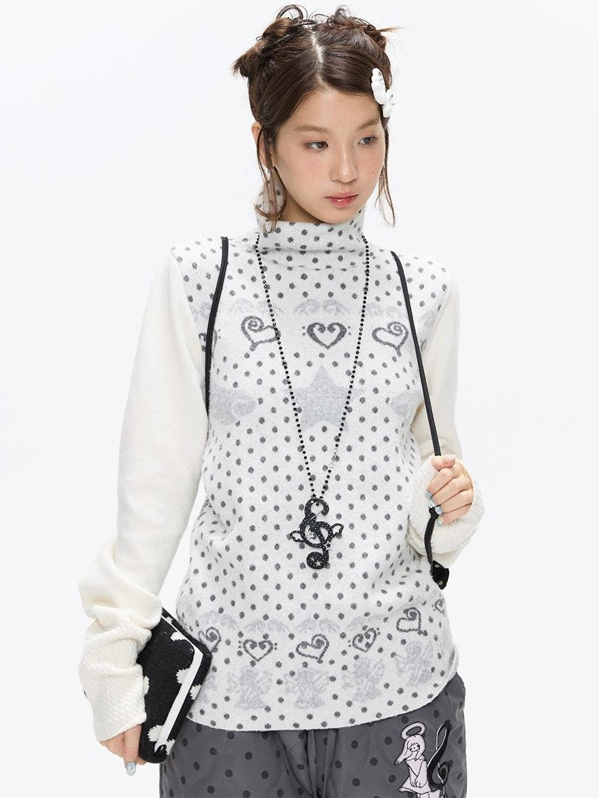 BETWEENAND Oatmeal Polka Dot Jacquard Women&