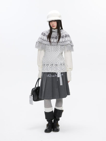 BETWEENAND Oatmeal Polka Dot Jacquard Women&