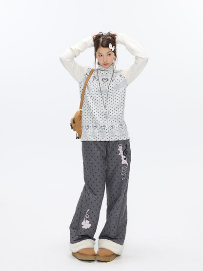 BETWEENAND Oatmeal Polka Dot Jacquard Women&