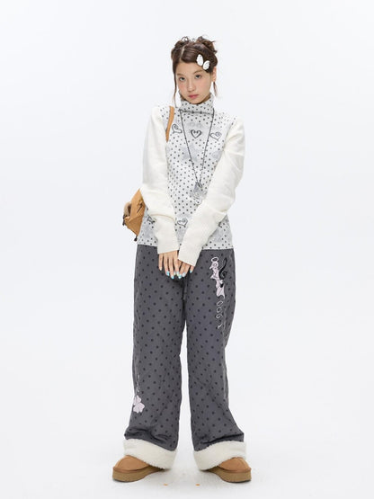 BETWEENAND Oatmeal Polka Dot Jacquard Women&