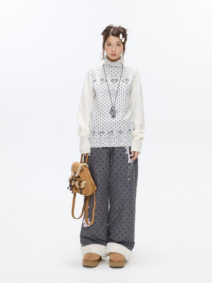 BETWEENAND Oatmeal Polka Dot Jacquard Women&