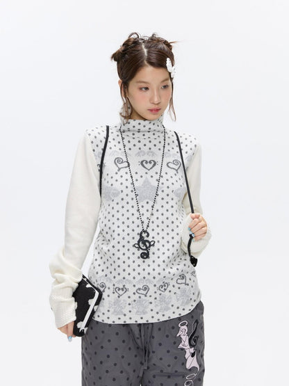 BETWEENAND Oatmeal Polka Dot Jacquard Women&