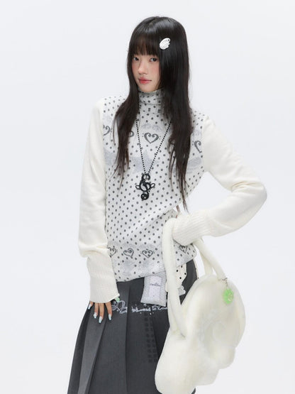 BETWEENAND Oatmeal Polka Dot Jacquard Women&