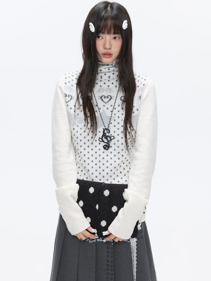 BETWEENAND Oatmeal Polka Dot Jacquard Women&
