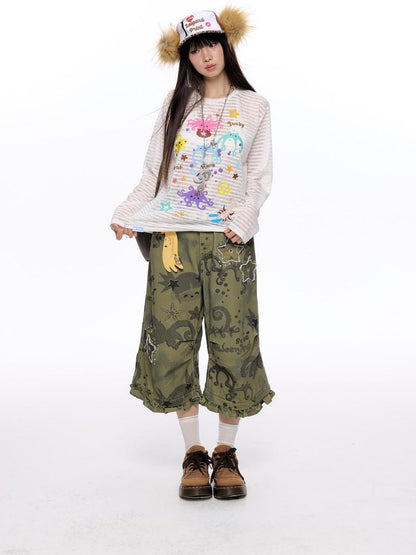 BETWEENAND Ocean Swirl Printed Striped Women&