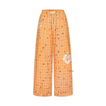 BETWEENAND_Orange_Stars_Hibiscus_Plaid_Lightweight_Women&
