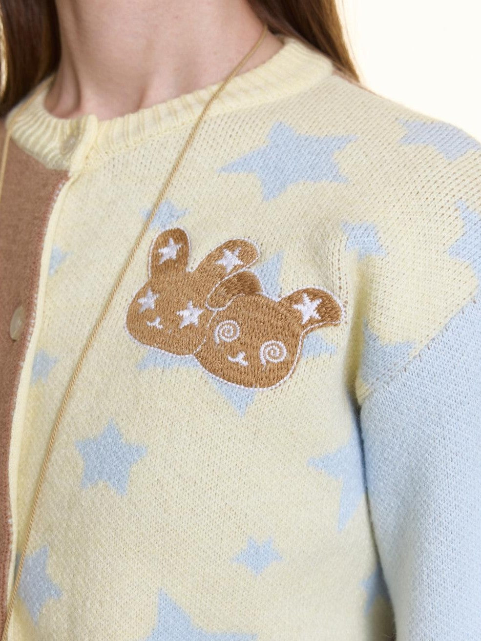 BETWEENAND Pastel Colorblock Star Embroidered Women&