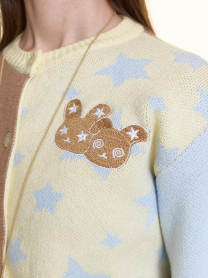 BETWEENAND Pastel Colorblock Star Embroidered Women&