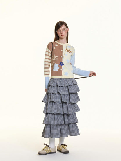 BETWEENAND Pastel Colorblock Star Embroidered Women&