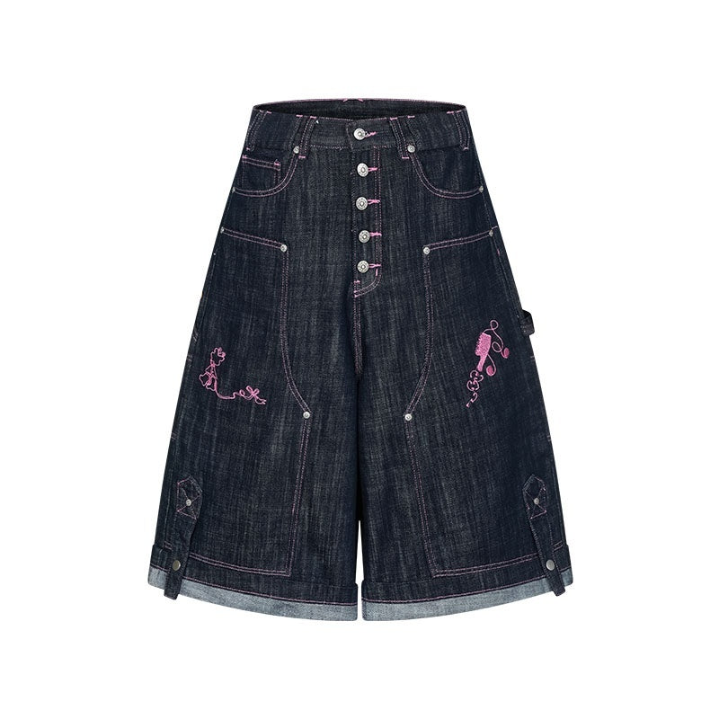 BETWEENAND_Pink_Stitching_Vintage_Raw_Denim_Wide_Leg_Women&