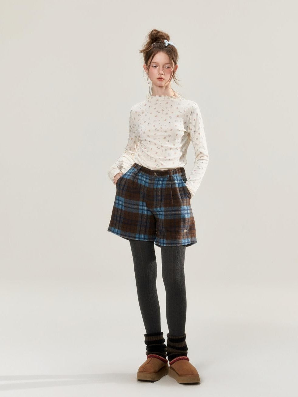 BETWEENAND Plaid Wool Blend Women&