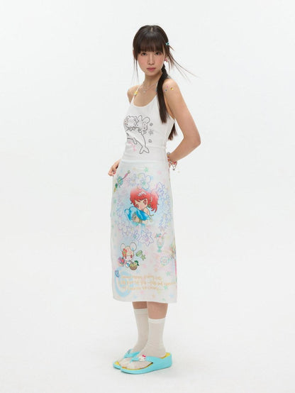 BETWEENAND Playful Illustration All Over Print Square Scarf Women&