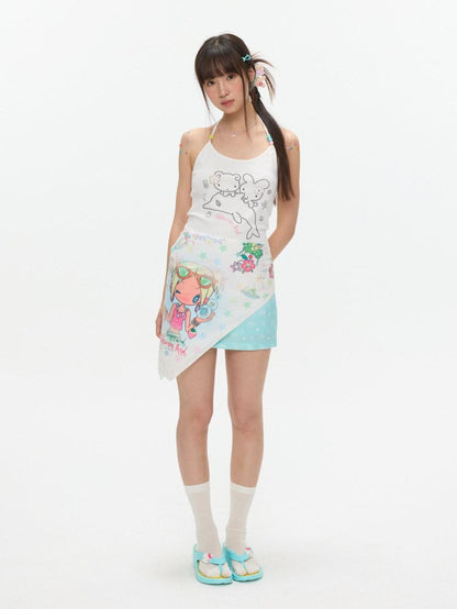 BETWEENAND Playful Illustration All Over Print Square Scarf Women&