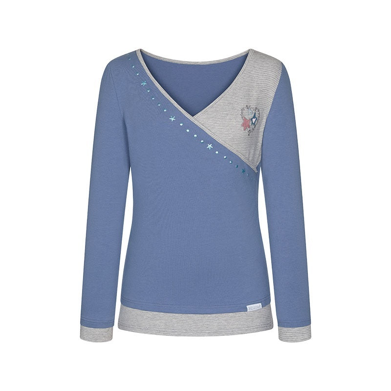 BETWEENAND_Polka_Dot_Embroidered_Asymmetric_V-neck_Women&