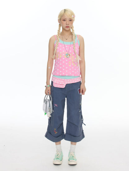 BETWEENAND Polka Dot Halter Neck Slim Strappy Women&