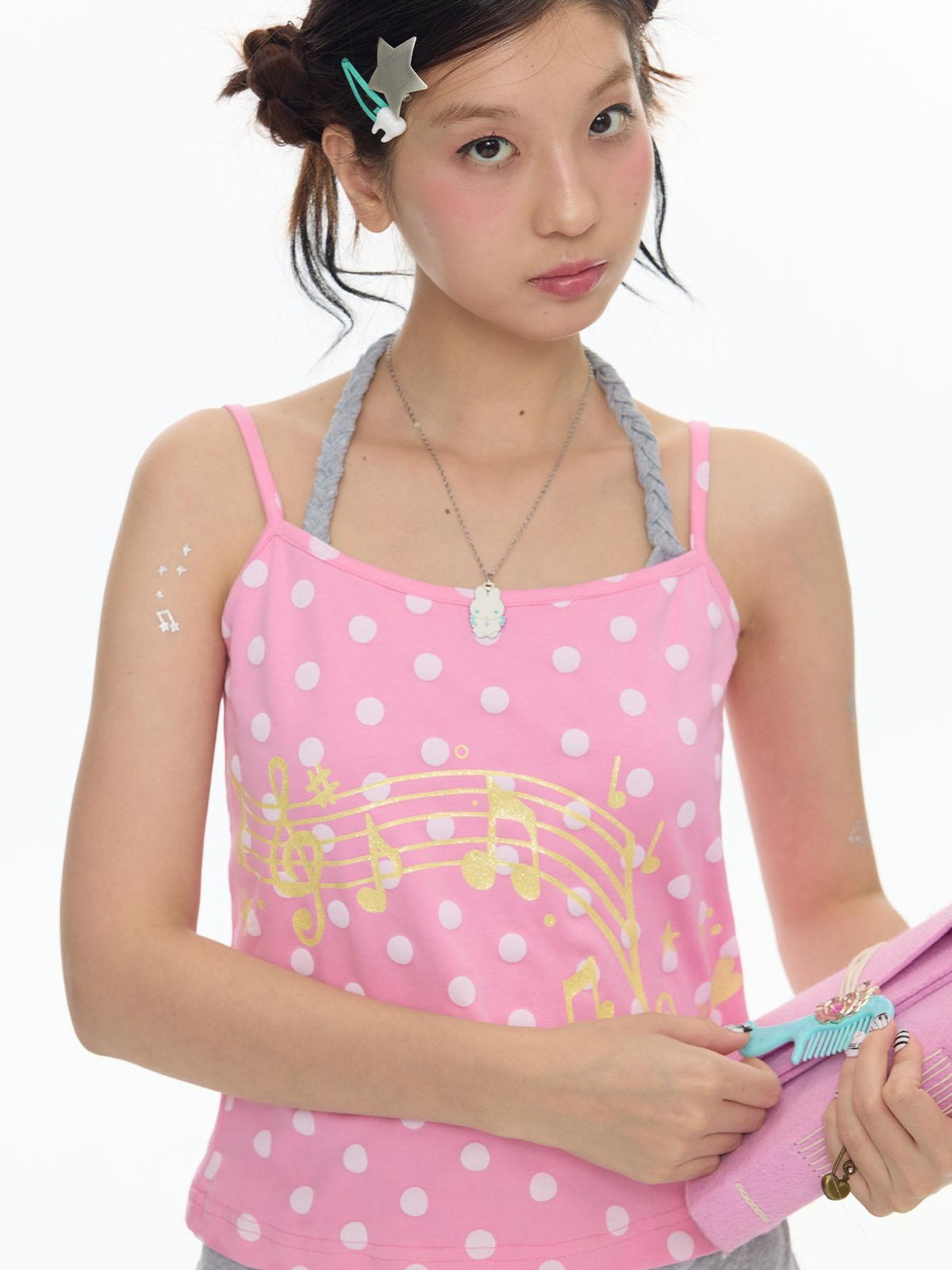 BETWEENAND Polka Dot Halter Neck Slim Strappy Women&