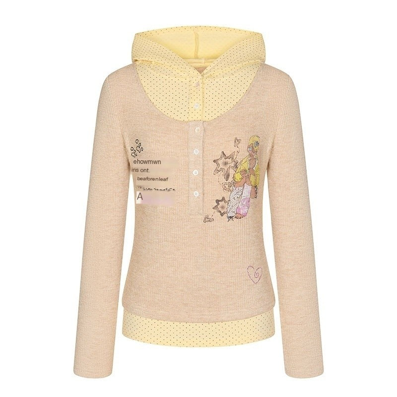 BETWEENAND_Polka_Dot_Patchwork_Hooded_Layered_Loose_Women&